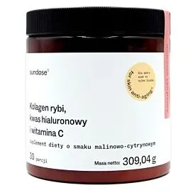 Sundose FOR SKIN ANTI-AGING Kolagen rybi  smak malinowo-cytrynowy 309g