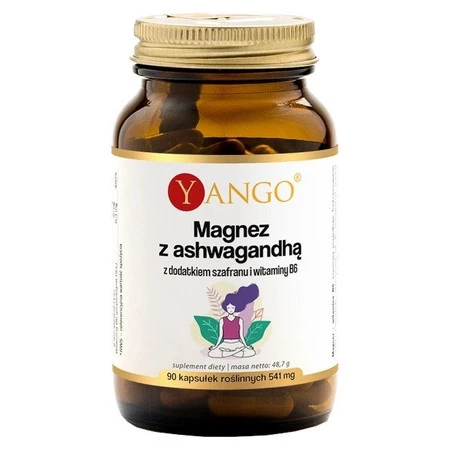 Yango Magnez z ashwagandhą z dodatkiem szafranu i wit. B6 90 kaps.
