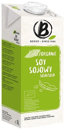 NAPÓJ SOJOWY NATURALNY BEZ CUKRU BEZGLUTENOWY BIO 1 L - BERIEF