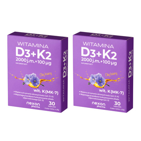 Zestaw: 2x Nexon Witamina D3+K2 (2000J.M+100Mcg) 30 kaps.