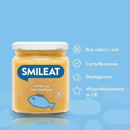 Smileat, Słoiczek z BIO warzywami i morszczukiem 6m+, 230 g