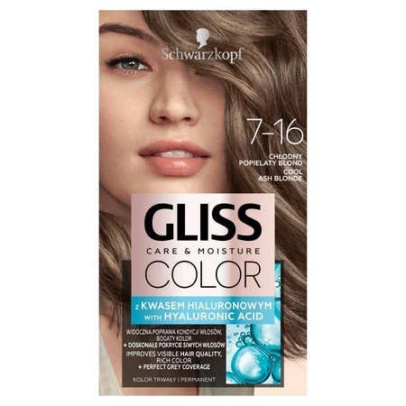 Schwarzkopf  Gliss Color Krem koloryzujący nr 7-16 Chłodny Popielaty Blond 1op.