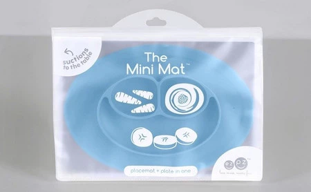 EZPZ Silikonowy talerzyk z podkładką mały 2w1 Mini Mat niebieski
