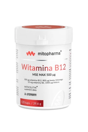 Mito-pharma Dr. Enzmann MSE MAX Witamina B12 - 500 mg + kwas foliowy + biotyna 120 kaps.