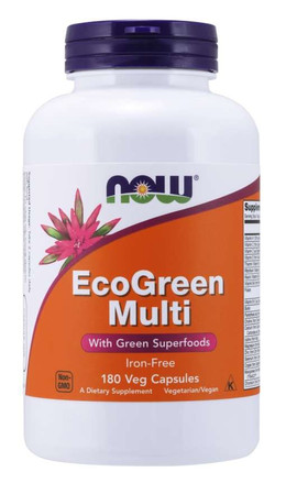 Now Foods EcoGreen Multi Zestaw Witamin i Minerałów bez Żelaza 180 kaps. vege