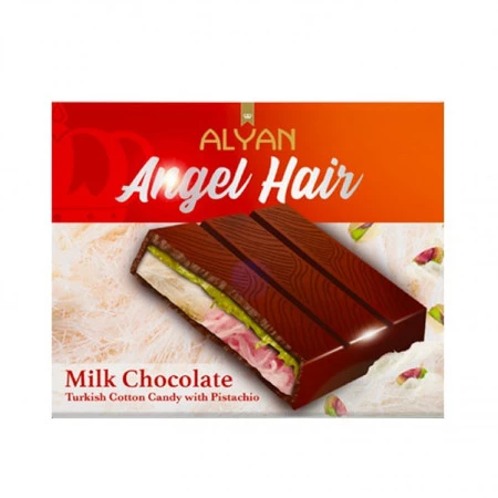 Alyan Czekolada mleczna z nadzieniem pistacjowym Angel Hair 80 g
