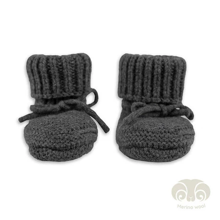 Lodger Buciki niechodki z wełny merino 100% grafitowe Pigeon 0-6 m