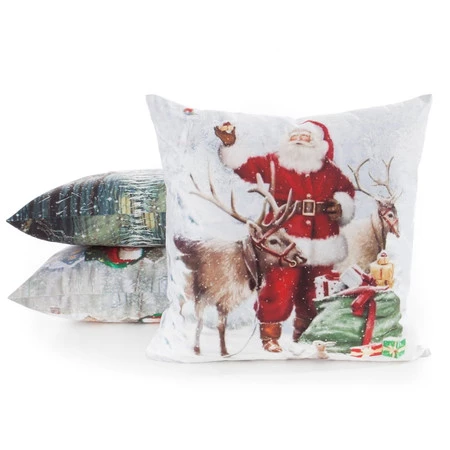 Welwetowa poszewka dekoracyjna z ozdobnym światecznym nadrukiem szerokość: 45 cm, długość: 45 cm, kolor: biały