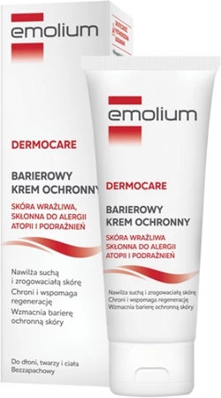 Emolium Dermocare, Krem barierowy ochronny  do skóry wrażliwej, skłonnaej do alergii, atopii i podrażnień, 75ml