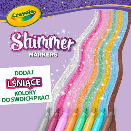 Crayola Flamastry błyszczące mazaki dla dzieci 8szt.