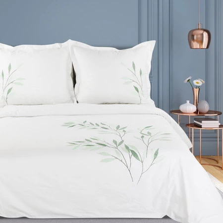 Komplet pościeli satynowej Haft, 220 x 200 cm, Biały