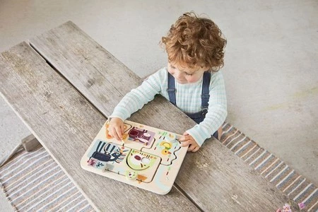 LILLIPUTIENS Drewniana tablica labirynt sensoryczny Farma 18 m+