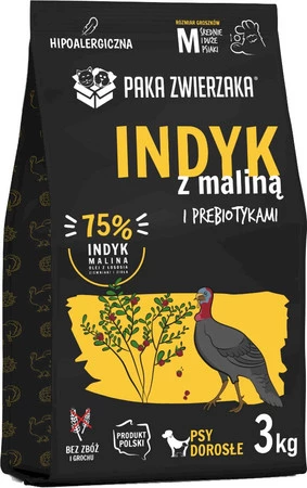 PAKA ZWIERZAKA Indyk z Maliną M bez zbóż 3kg