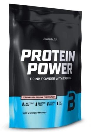 BioTech USA Protein Powder odżywka białkowa 1 kg smak truskawkowo - bananowy