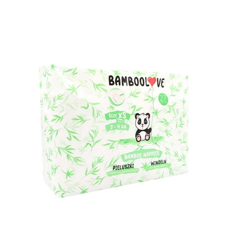BAMBOOLOVE, Pieluszki jednorazowe bambusowe, rozmiar XS, Newborn (2-4 kg), 27 szt.