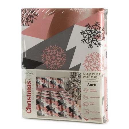 Komplet pościeli świątecznej Aura, 220 x 200 cm, Różowy