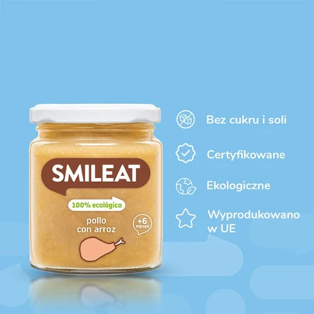 Smileat, BIO Słoiczek z kurczakiem i ryżem 6m+, 230 g