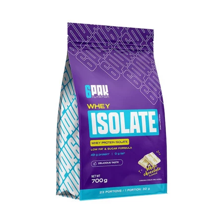 6PAK WHEY ISOLATE odżywka białkowa Izolat 700 g smak biała czekolada