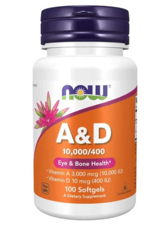 Now Foods A&D Witamina A + Witamina D 100 kaps.