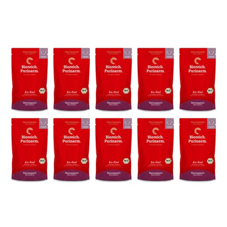 Zestaw 10x HERRMANN'S Selection Sensitive Dog Bio Rind Purinarm - bio wołowina, niski poziom puryn (150g)