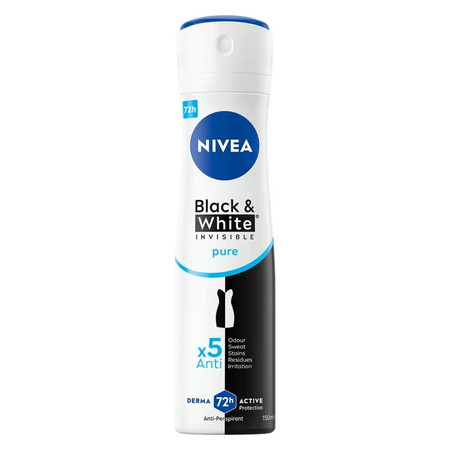 Black&White Invisible Pure antyperspirant spray 150ml