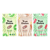 Zestaw smaków: 1x True Dates Sour Apple daktyle o smaku kwaśnego jabłka 100g, 1x True Dates Sour Cola daktyle o smaku coli 100g i 1x 	 True Dates Watermelon daktyle o smaku arbuza 100g 