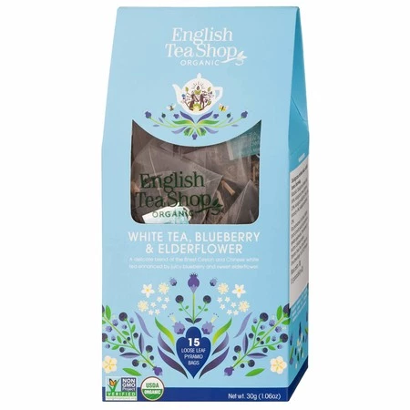 English Tea Shop, Herbata White Tea, Blueberry & Elder, 15 piramidek