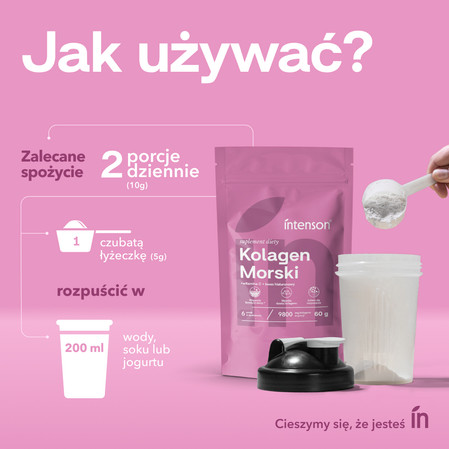 Intenson Kolagen morski + Witamina C + kwas hialuronowy 60g