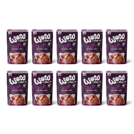 Zestaw 10x WOW CAT Senior Geflugel Ente - drób z kaczką dla kota seniora (125g)