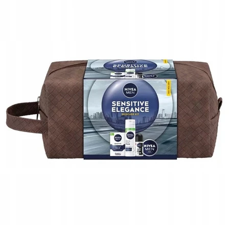Men Sensitive Elegance zestaw łagodząca pianka do golenia 200ml + łagodzący balsam po goleniu 100ml + krem uniwersalny 100ml + antyperspirant roll-on 50ml + kosmetyczka
