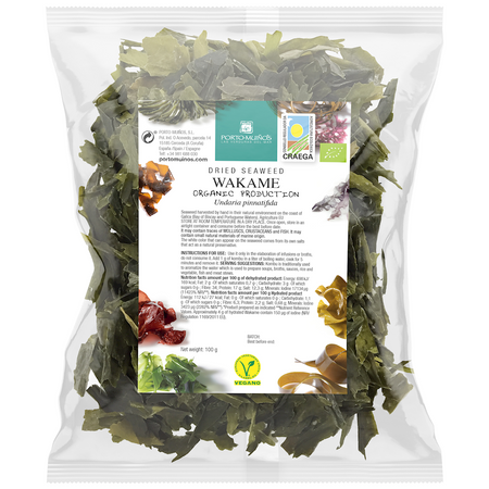 PORTO MUINOS ALGI MORSKIE SUSZONE - WAKAME BIO 100 g (TOREBKA FOLIOWA)
