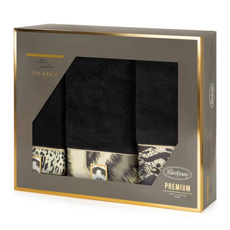 Komplet Ręczników Eva 24 46 x 36 x 7 cm, Czarny