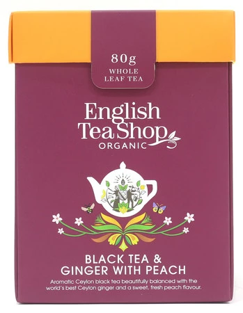 English Tea Shop, Herbata sypana, Black Tea & Ginger with Peach, 80 g