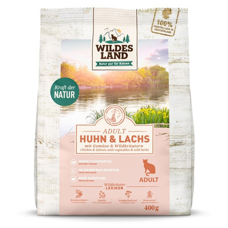 WILDES LAND CAT Huhn Lachs - kurczak i łosoś z warzywami i ziołami (400g)
