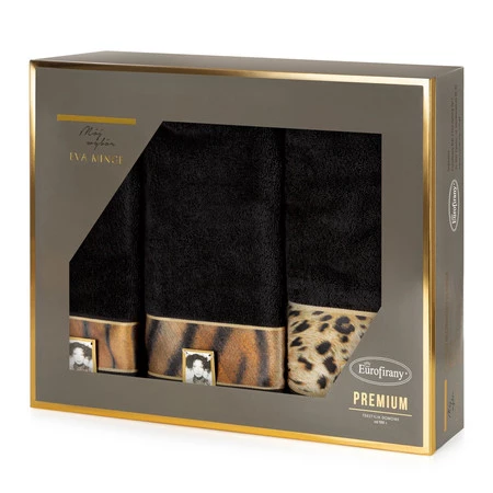 Komplet Ręczników Eva 23 46 x 36 x 7 cm, Czarny