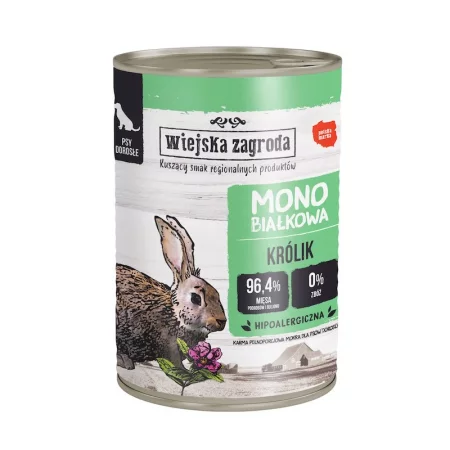 Wiejska Zagroda  Monobiałkowa Królik - Karma mokra dla psa - 400g