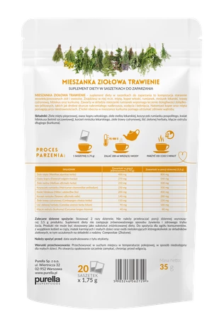 Purella Superfoods Superherbs Mieszanka ziół do zaparzania Trawienie 35g