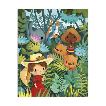 Janod Puzzle w walizce Obraz inspirowany twórczością Rousseau 100 elementów 6+ Made in France