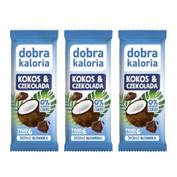 Zestaw: 3x Baton kokos i czekolada bez dodatku cukru 33 g