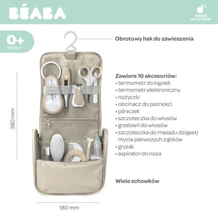 Beaba Kosmetyczka z 10 akcesoriami do pielęgnacji niemowląt Clay