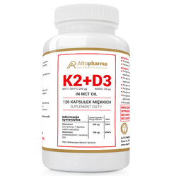 Altopharma Witamina K2MK7 200µg + D3 100µg 4000IU w oleju MCT 120 kaps.