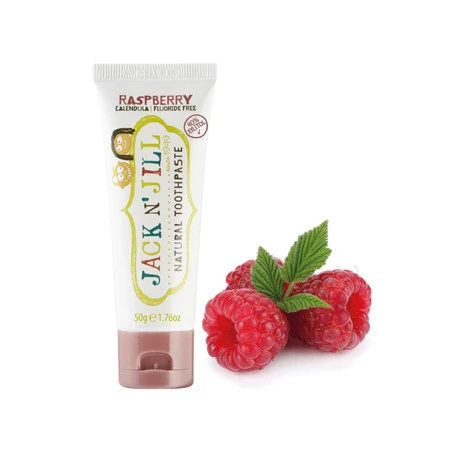 Jack N' Jill − Raspberry, naturalna pasta do zębów z  xylitolem − 50 g