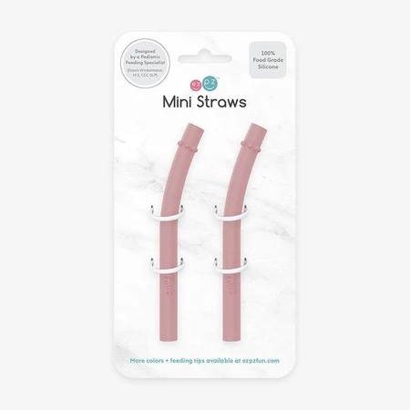EZPZ Zestaw uzupełniających silikonowych słomek do kubeczka Mini Cup 2 szt. pastelowy róż