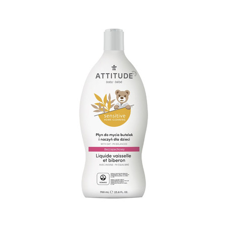 Attitude SENSITIVE HOME CLEANING, Płyn do mycia butelek i naczyń dla dzieci, bezzapachowy, 700 ml