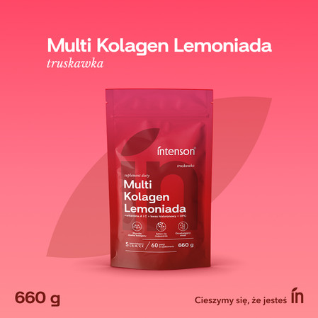 Zestaw Intenson: 1x Multi Kolagen Lemoniada Witamina C, Kwas Hialuronowy o smaku truskawka 220g i 1x Kreatyna Monohydrat smak truskawka-arbuz 260g
