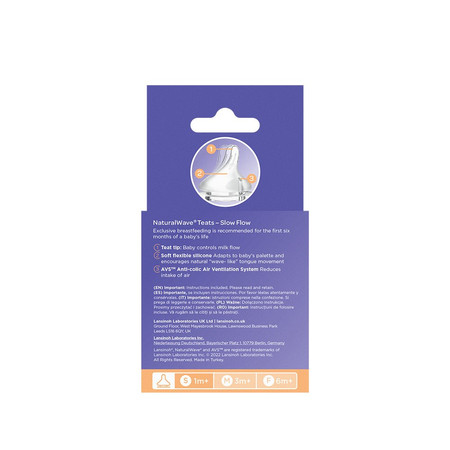 Lansinoh, Smoczek do karmienia Natural Wave® o wolnym przepływie S, 2 szt.