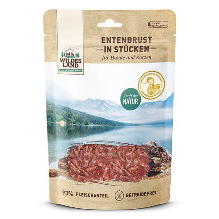 WILDES LAND Entenbrust in Stücken - filet z piersi kaczki w kawałkach - przysmaki mięsne dla psa i kota (200g)