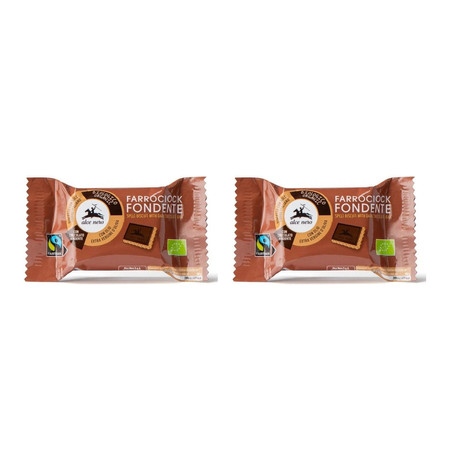 Zestaw: 2x Alce Nero − Herbatniki orkiszowe z gorzką czekoladą fair trade BIO − 28 g