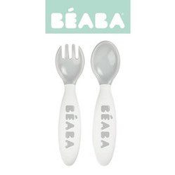 Beaba, Sztućce plastikowe w etui grey
