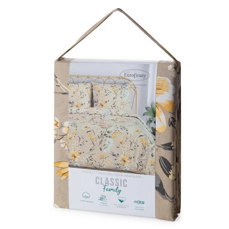 Komplet pościeli bawełnianej Emy, 140 x 200 cm, Ciemnobeżowy